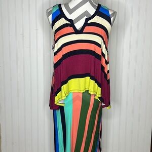 Anthro Jersey Striped Midi Dress Small